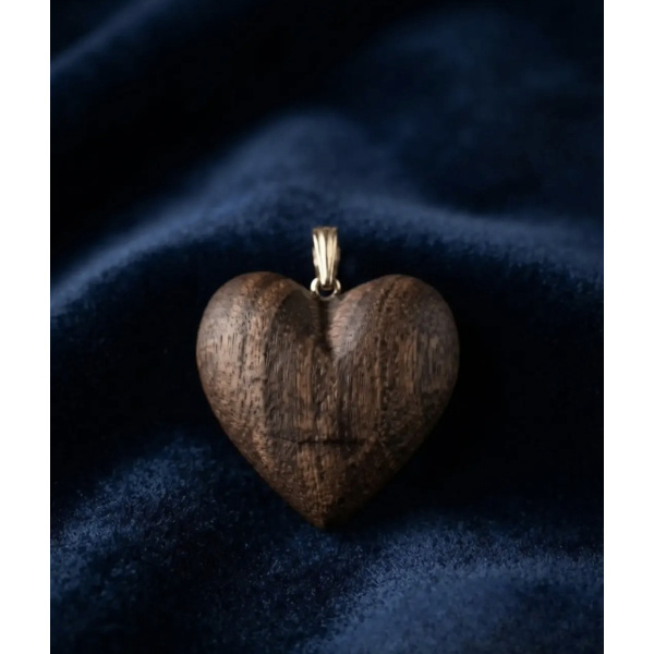 Wooden Heart Pendant with Gold element