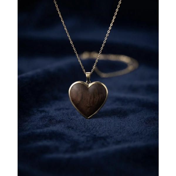 Wooden Heart Pendant with Gold frames